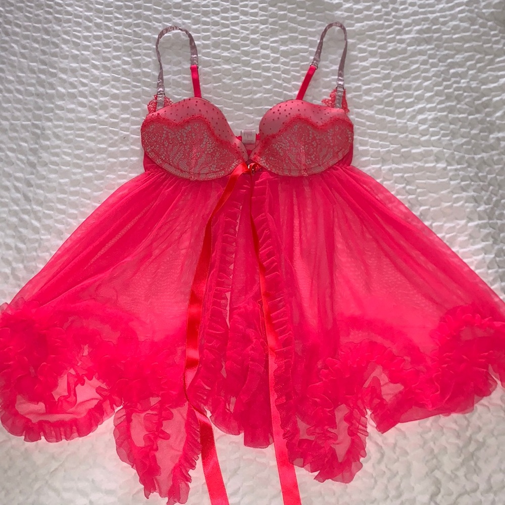 Victorias Secret Pink Babydoll Lingerie Top .
